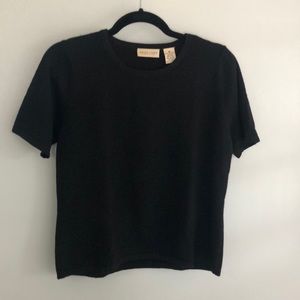 Cashmere Short-Sleeved Black Sweater